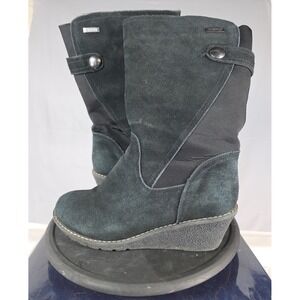 Khombu Pisa Boots Womens 9 Black Suede Wedge Winter Waterproof Snow